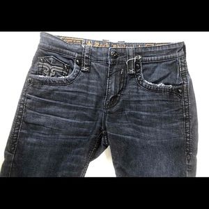 Men Rock Revival Leotis Jeans Shorts Size 32 Black